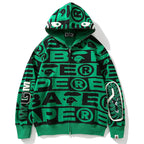 Bape Fully printed shark hooded sweatshirt zipper jacket