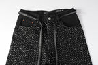 Purple Brand Crystal Diamond Denim Shorts #5095