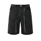 Purple Brand Crystal Diamond Denim Shorts #5095