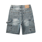 Purple Brand Crystal Diamond Denim Shorts #5097
