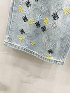 AMIRI Blue MA Quad Embroidered Flare Jeans