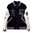 AMIRI Appliquéd Embroidered Wool-Blend and Leather Varsity Jacket