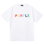 Purple Brand Logo Letter Print T-Shirt